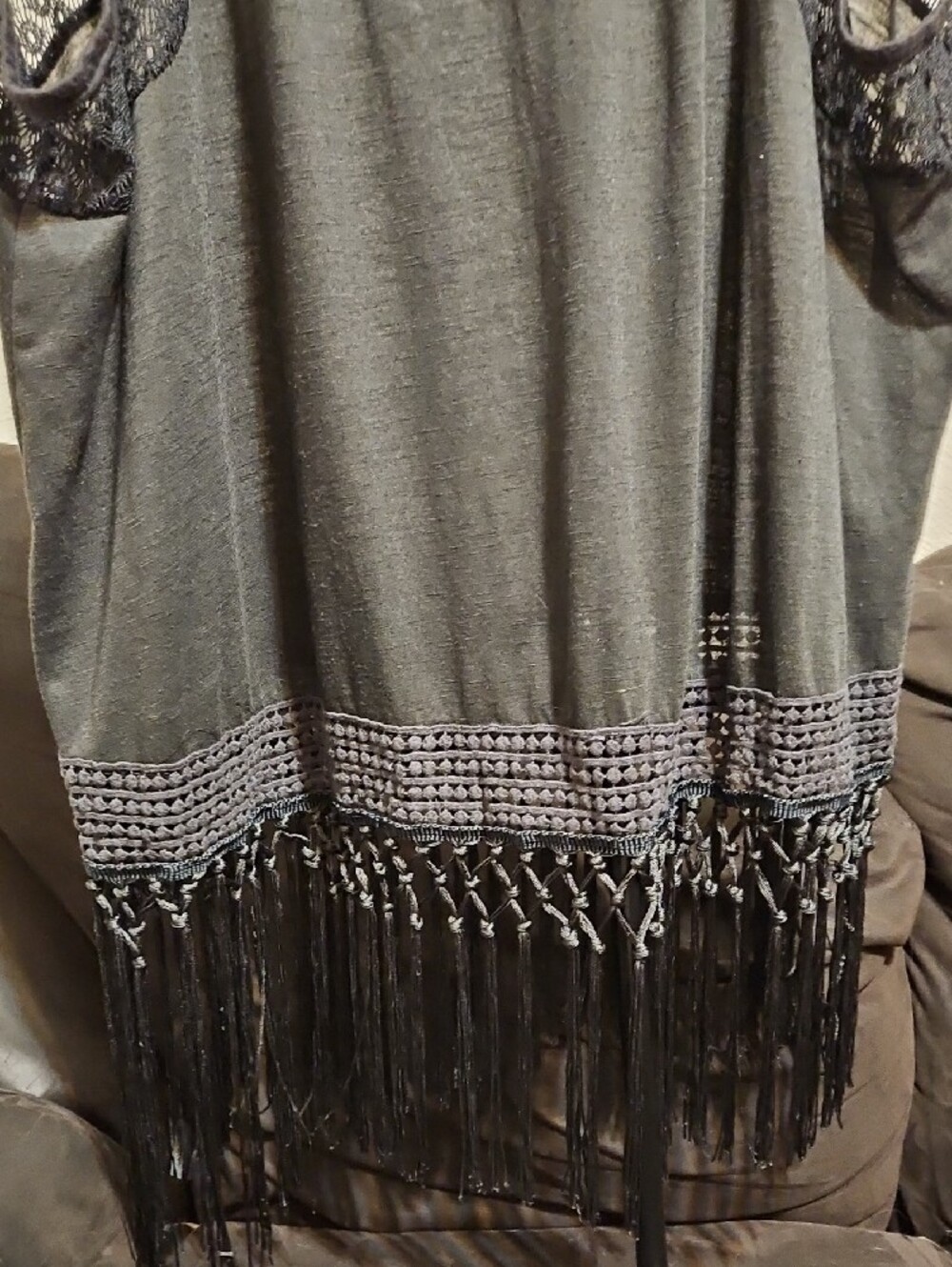 torrid Black Crochet Fringe Sheer Tank - Picture 6 of 8